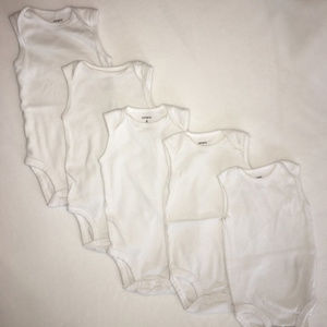 CARTER’S Baby Sleeveless White Onesies Bundle | 6M